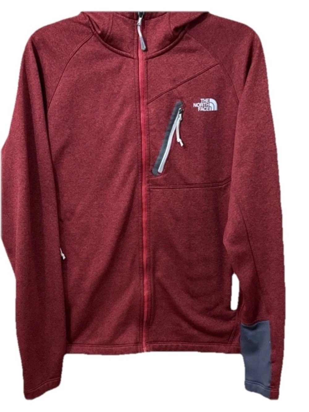 North Face Women Red 100% Polyester Long Sleeve Zip Up Jacket Hoodie Size SP
